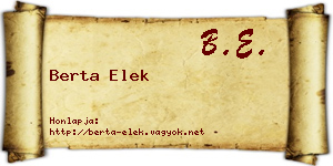 Berta Elek névjegykártya